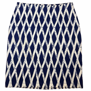 J. McLaughlin Navy and Cream Geometric Pencil Skirt